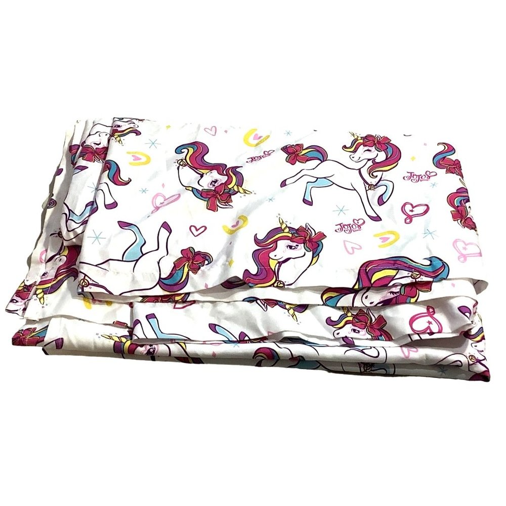 JoJo Siwa Unicorn Twin Flat Sheet Rainbow Hearts 66" x 96" Dream Crazy - Picture 2 of 8
